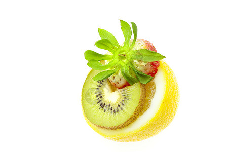柠檬 kiwi和草莓背景图片