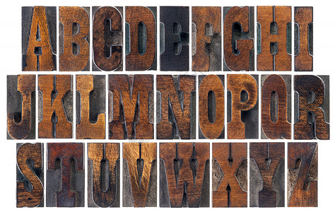 古木形旧木型字母表背景图片