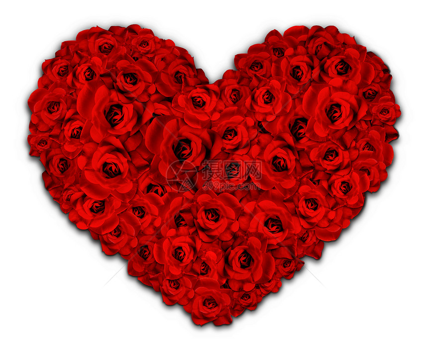 鲜花之心热情庆典浪漫礼物花朵玫瑰白色红色花瓣插图图片
