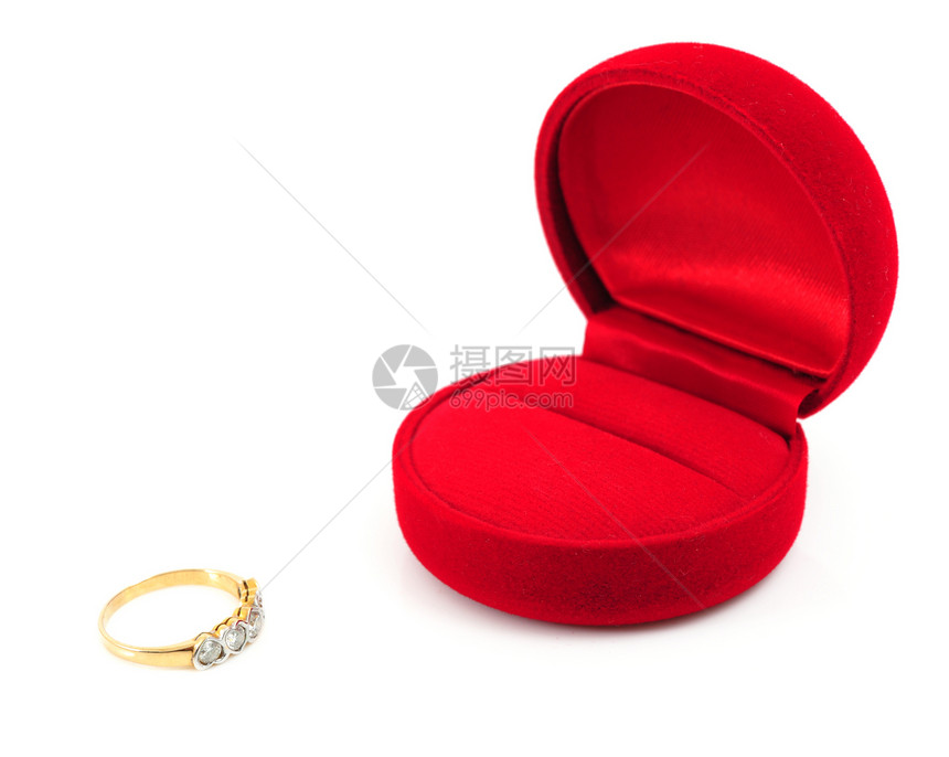 钻石戒指红色钻戒奢华订婚白色金子礼物已婚婚礼宝石图片