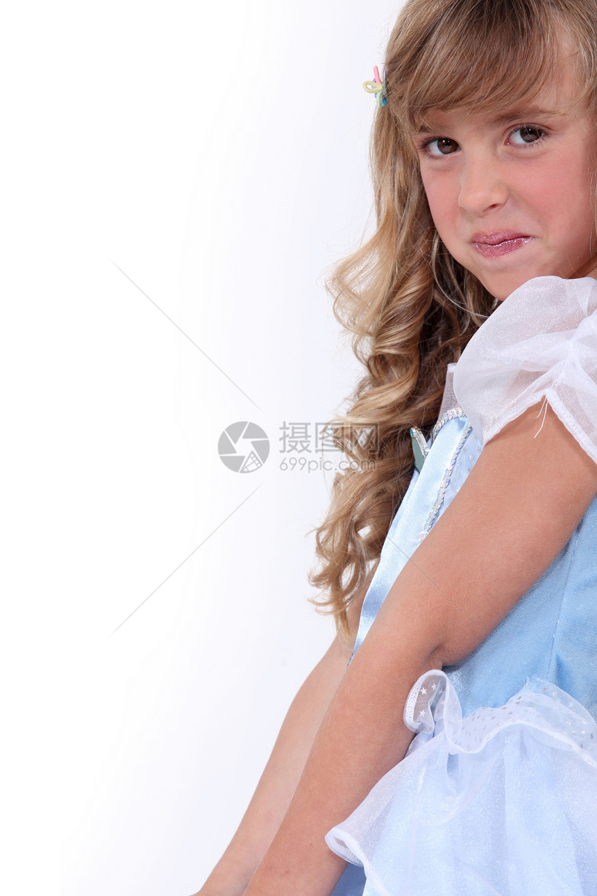 扮成公主的小女孩女王玩具女孩女性庆典戏服生日头发童话卷发图片