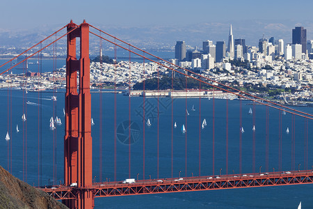 旧金山金门桥全景大桥景观中心建筑海滩摩天大楼旅行街道商业天际建筑学背景