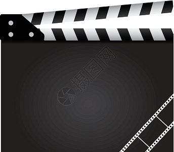 拍摄打板器胶片拍摄器黑色电影配饰插图绘画生产胶卷记板插画