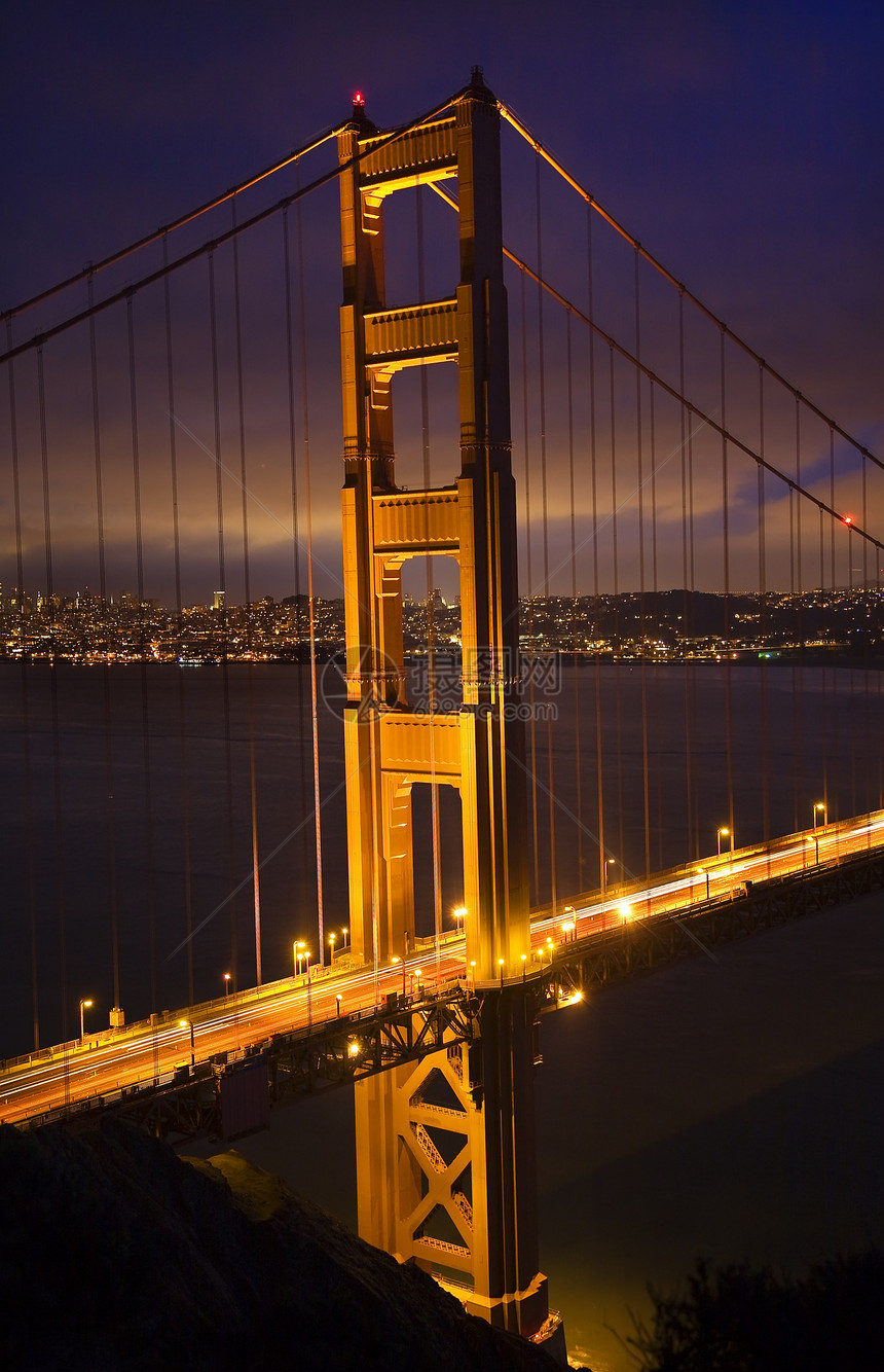 金门大桥夜金门 旧金山垂直 加利福尼亚图片