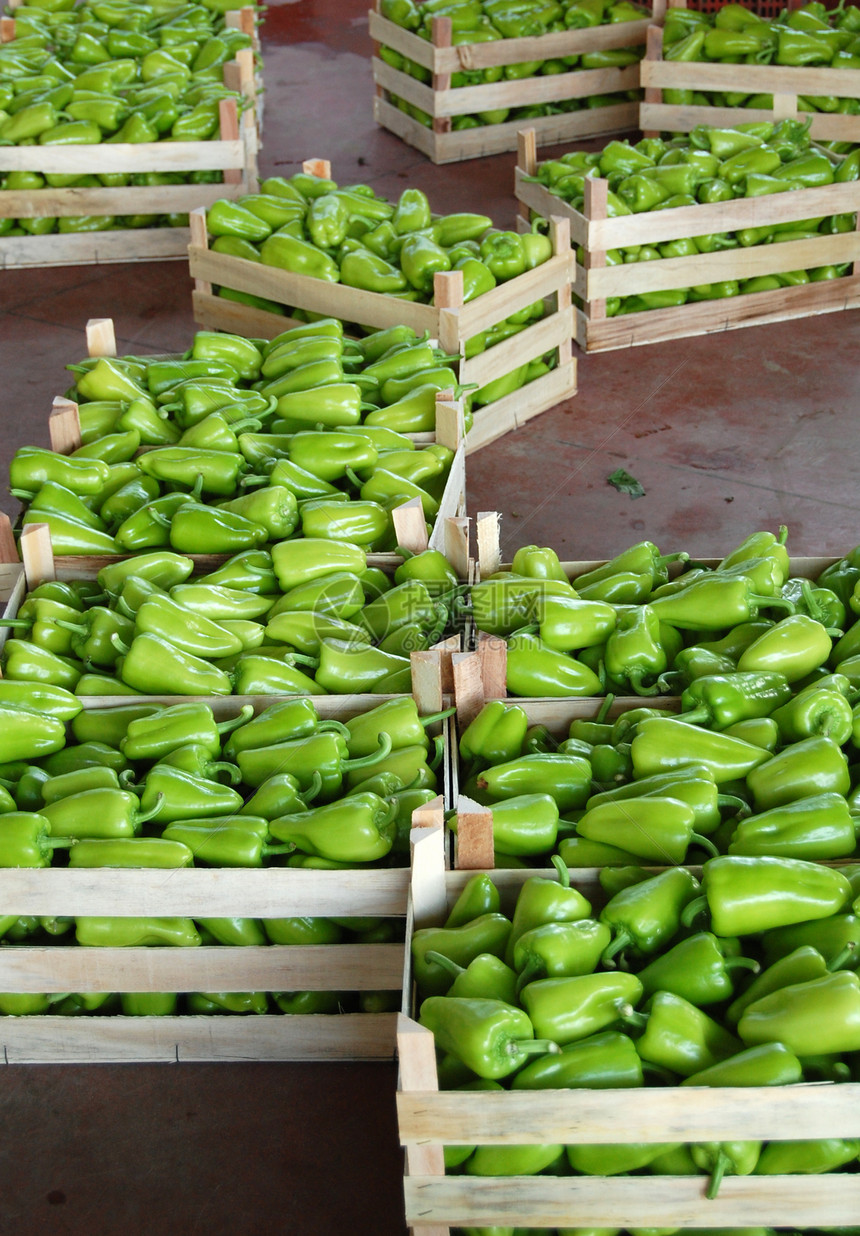 市场上的绿胡椒三物蔬菜甜食饮食调味品食物绿色黄色素食红色图片