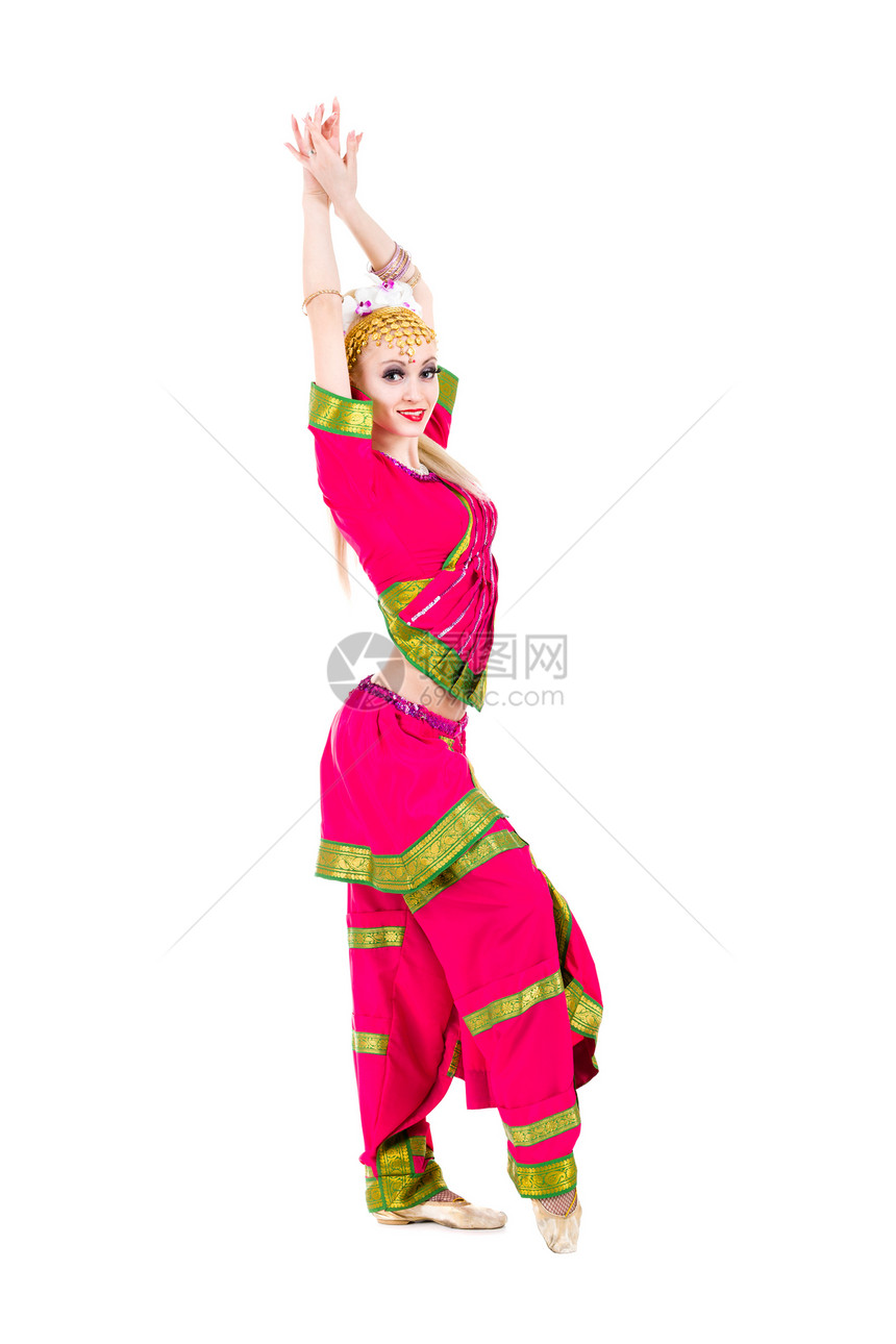 印地安妇女舞蹈全长肖像腰带文化女性艺术腹部成人戏服展示裙子姿势图片