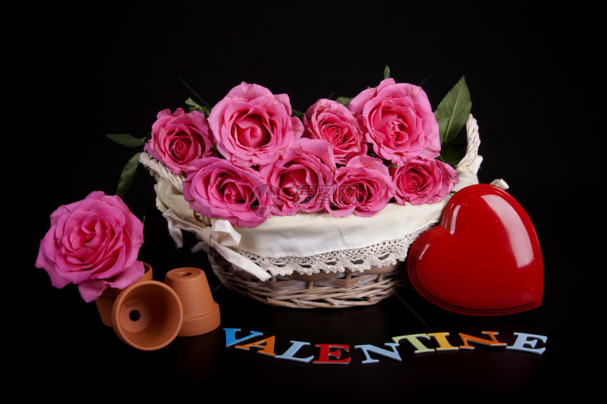 贺卡用最好的wihishes植物感情红色芦苇花朵希望黑色粉色篮子庆典图片