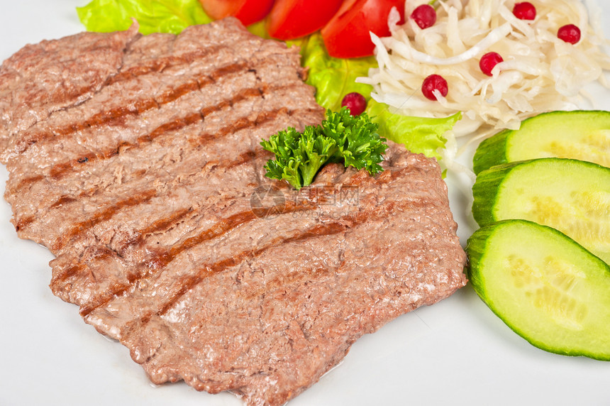 肉切肉美味食物熟食牛肉沙拉炙烤盘子蔬菜午餐课程图片