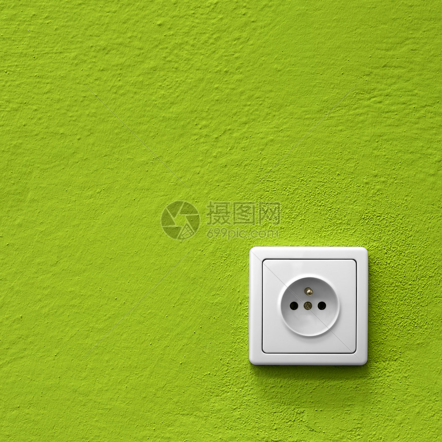 绿色电源插座白色连接器墙纸插头塑料房子电气技术力量活力图片