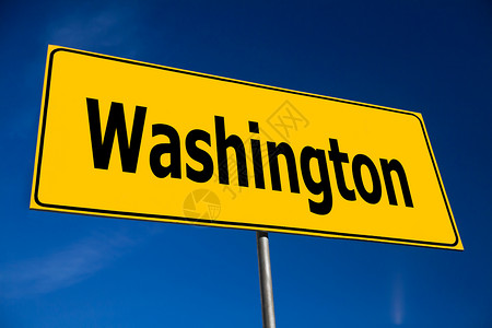 美国黄松黄路标志国家首都木板城市路标导航旅游天空邮政黄色背景