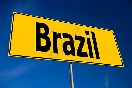 巴西图片黄路标志移民国家天空邮政导航指导商业路线旅游蓝色背景