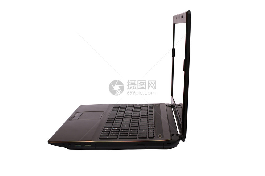 白色背景上的棕色笔记本展示键盘技术电脑场地电子屏幕空白网络力量图片