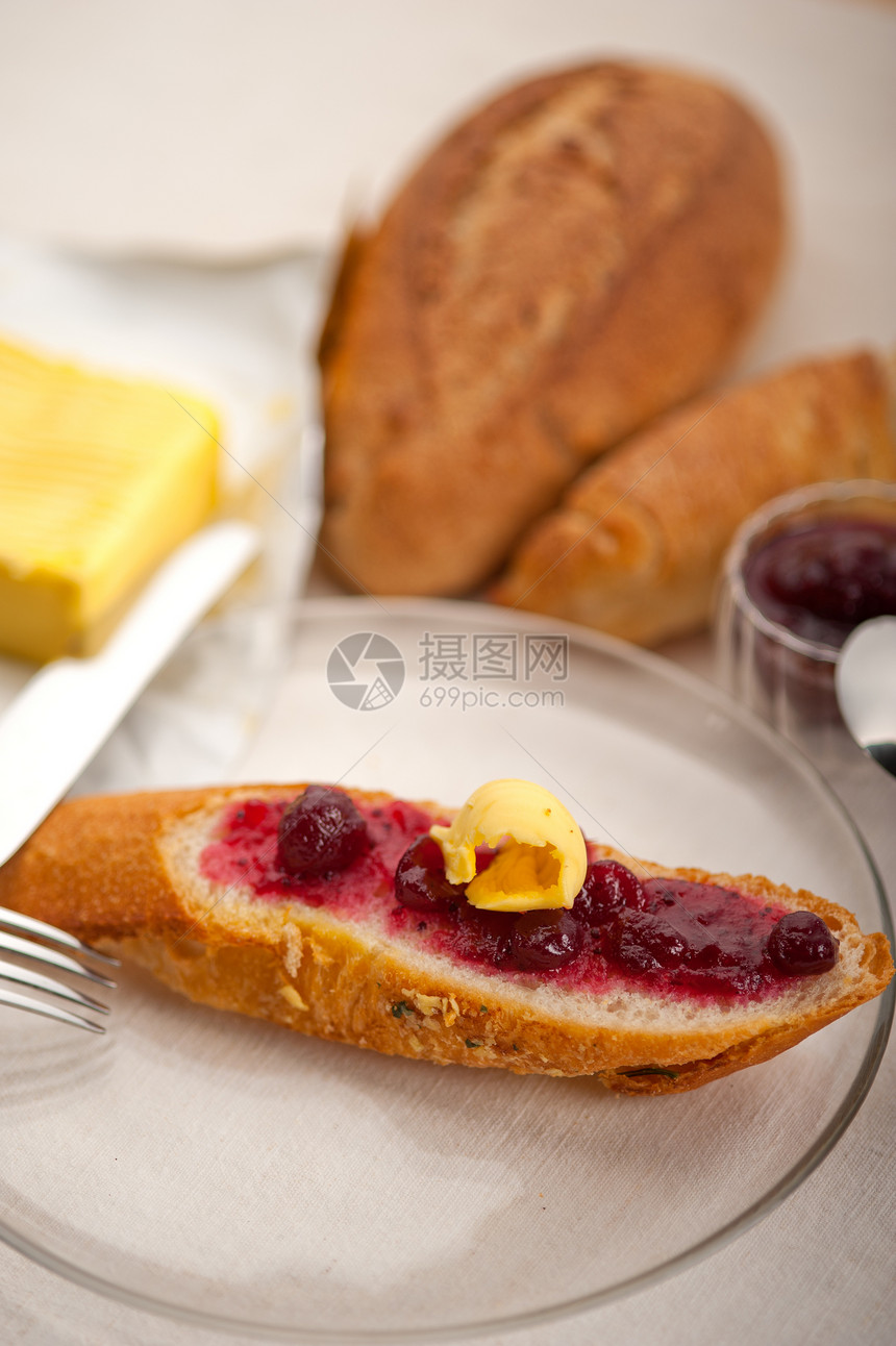 面包奶油和果酱营养浆果黄油白色传播宏观小吃红色食物水果图片