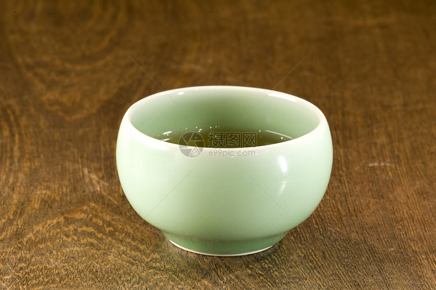茶茶中国式绿茶餐具玻璃茶点木头茶室绿色飞碟盘子友谊图片
