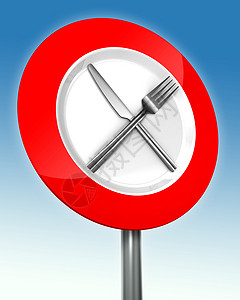 圆形路牌带金属叉和刀具的公路路牌背景