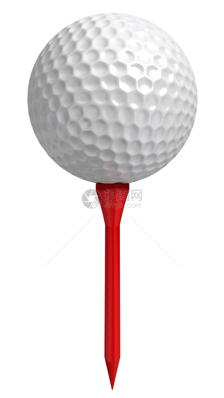 白色背景的红色球队高尔夫球图片