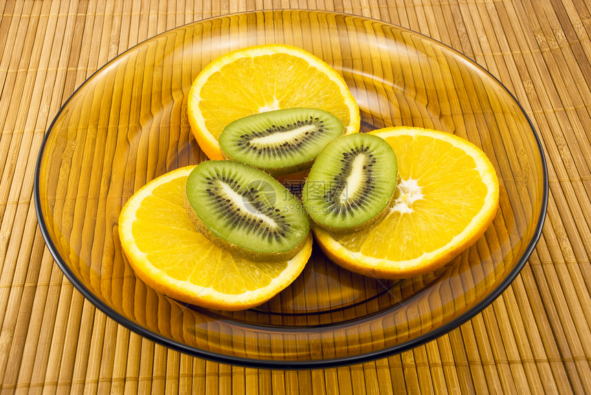 盘子上的果和橙子水果绿色美食小吃食物奇异果图片