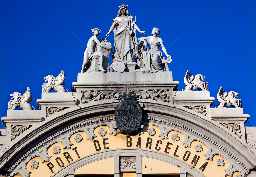 西班牙巴塞罗那港务局建筑图 西班牙巴塞罗那狮鹫地标石头公园纪念碑广场旅游文化历史性旅行图片