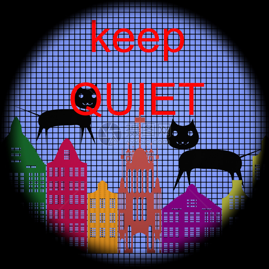 保持安静禁令法律宠物危险红色正方形按钮城市安全贴纸图片
