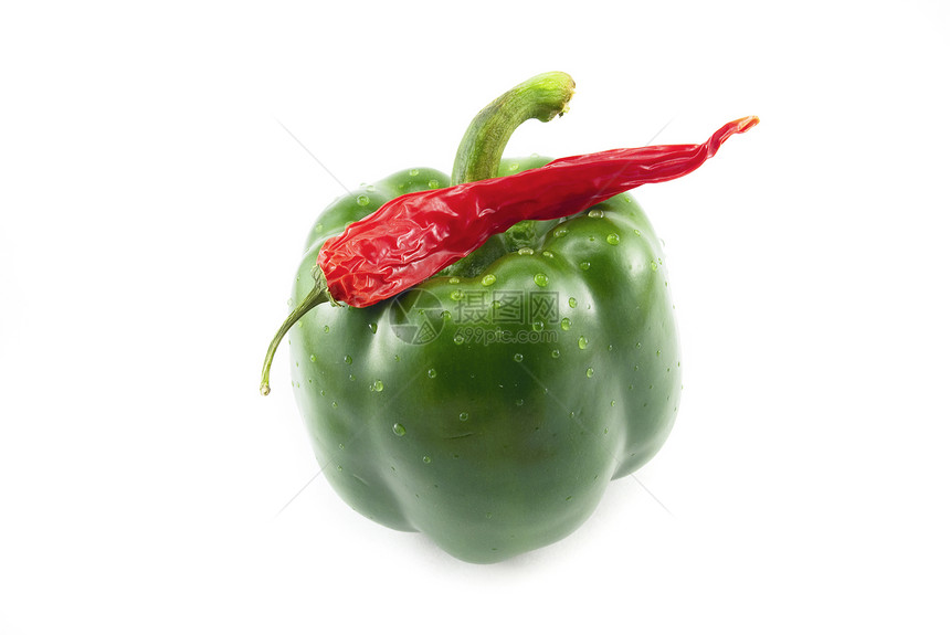 白上孤立的胡椒活力美食食物蔬菜绿色健康图片