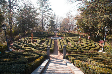 雷沃尔泰拉别墅树篱的迷宫建筑学楼梯园林绿化绿色植物公园树木雕塑花园背景