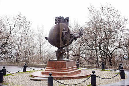 敖德萨青铜纪念碑铜像纪念碑艺术正方形城市背景图片