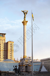 百内塔基辅独立广场一栏正方形遗产天空旅游葶苈艺术首都地标旅行纪念碑背景