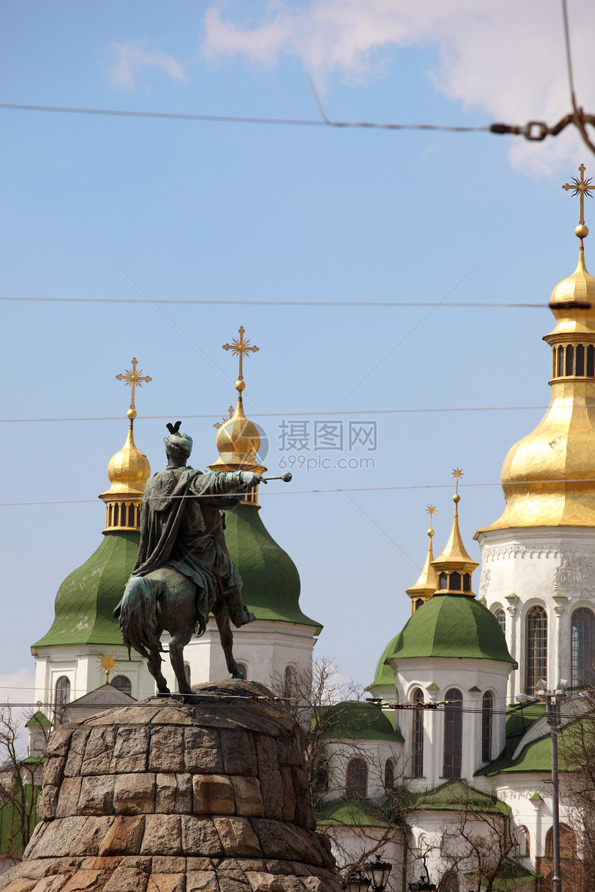 乌克兰著名的赫特曼博格丹赫梅尼茨基纪念碑宗教上帝假期艺术旅游文化金子教会大教堂城市图片