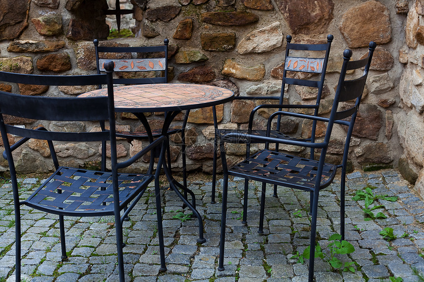 咖啡厅家具受限制大理石门廊阴影花园露台桌子文化金属漩涡石头图片