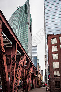 芝加哥建筑城市蓝色公园高科技玻璃天空大楼街道背景图片