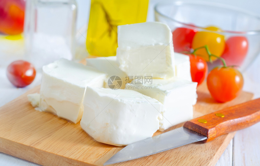 希腊沙拉的成分木板饮食小吃山羊食物木头美食奶油牛奶立方体图片