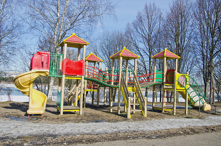 冬天游乐场冬季儿童游乐场;背景