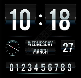 数字计时器有日期和双计时器的反转时钟插画
