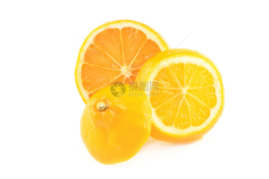 白底橙色柠檬白色食物茶点水果图片