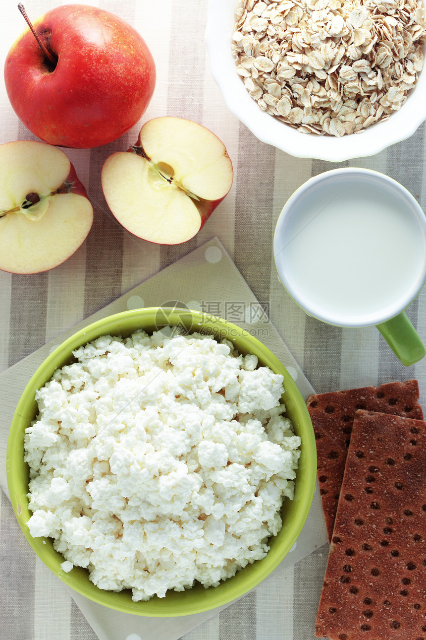 健康食品面包制品饮食食物牛奶小屋盘子水果午餐农场图片