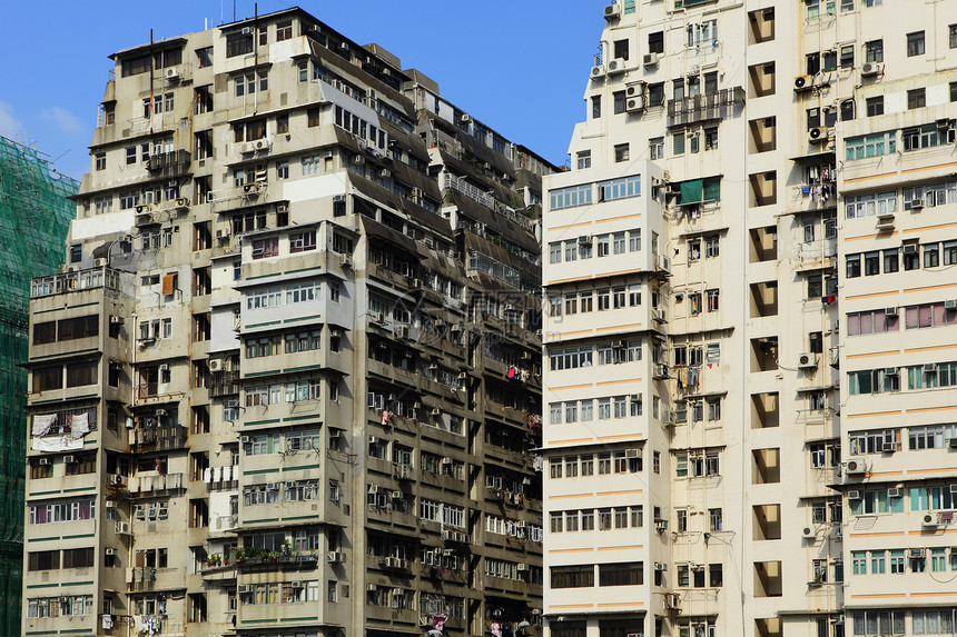 香港旧大楼高楼百叶窗建筑抵押窗户住房摩天大楼多层不动产地板图片