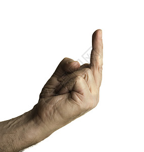 中指符号白色霸道讽刺工作室手指社会拇指男人挑衅手势背景图片