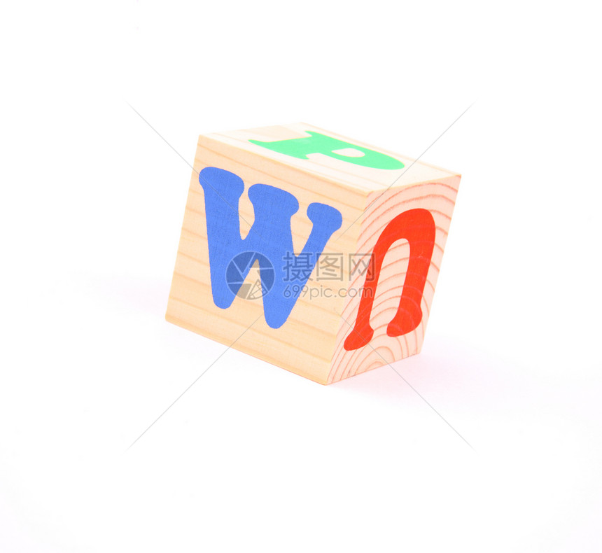 W 字母W红色英语蓝色玩具学校白色立方体绿色学习工具图片