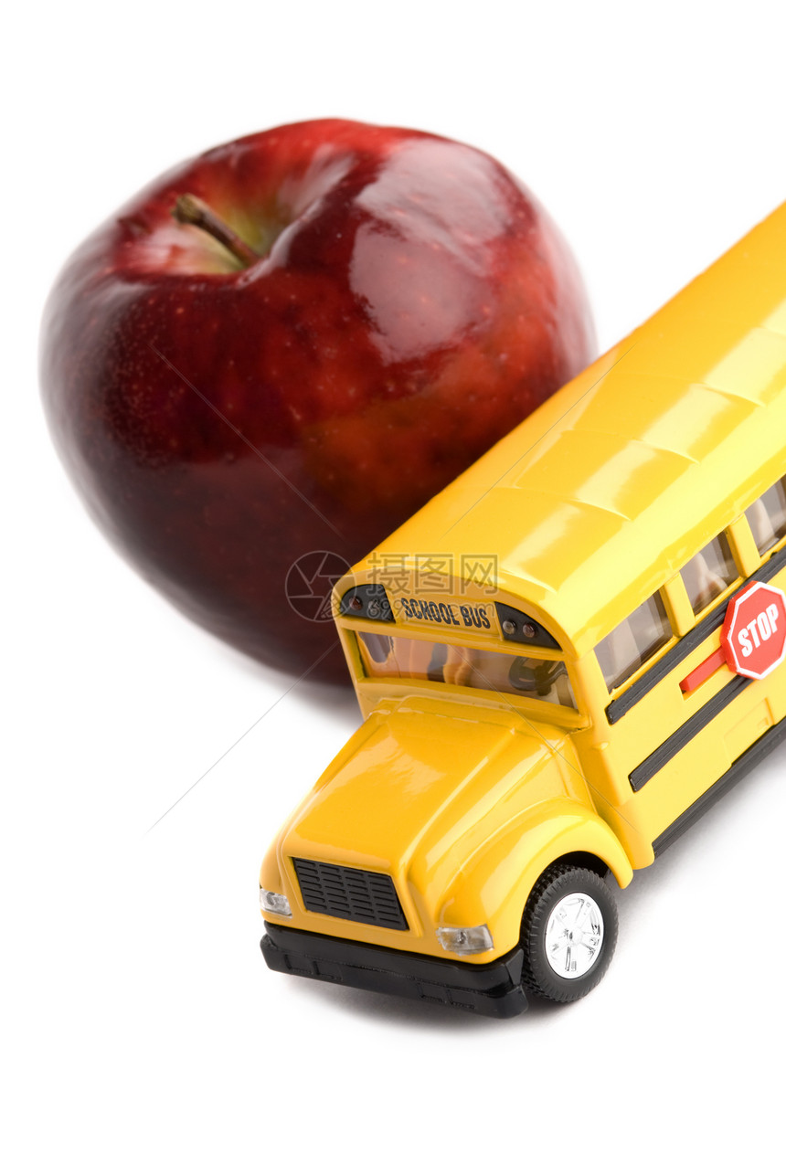 学校概念巴士发动机单层车辆食物红色玩具黄色物品车轮图片