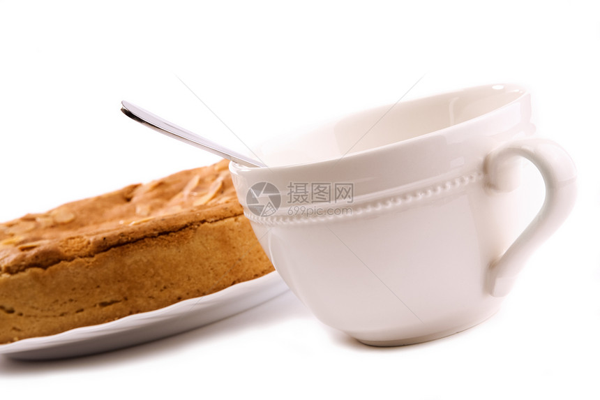 茶茶时间烧伤杯子餐具馅饼白色棕色盘子勺子烹饪图片