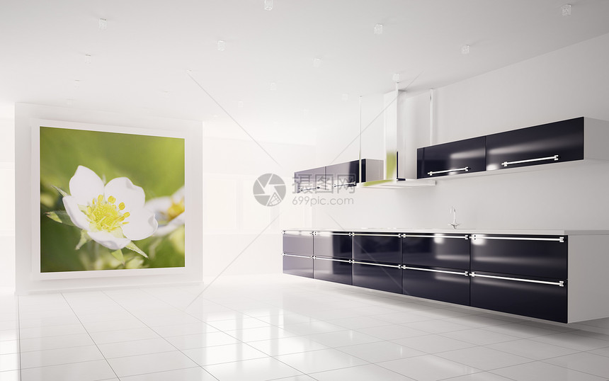 现代厨房3d兜帽白色房间房子绿色建筑学地面瓷砖图片