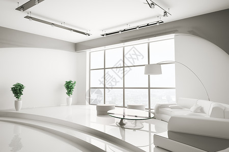 白色3d内地绿色家具灰色窗户植物建筑学地面房子沙发椭圆形背景图片