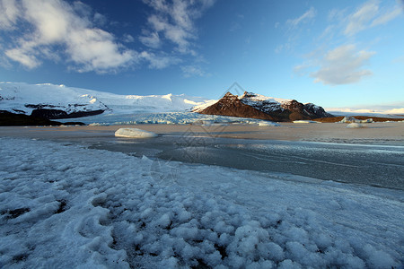 瓦特纳伊冰帽旅行风景蓝色冰山反射旅游环境冰川天空背景
