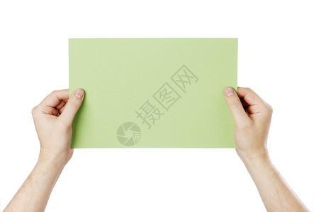 绿色消息手指持有文档水平淡绿色笔记矩形长方形纸板背景图片