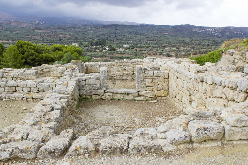 克里特岛古代城市Paistos或Festos神话村庄文化历史石头考古学考古废墟旅行图片