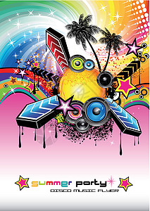 热带热带拉丁美洲音乐活动的背景背景乐趣星星扬声器俱乐部框架派对迪厅彩虹海报技术背景图片