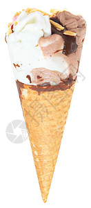 冰淇淋甜点食物锥体小吃奶油香草坚果背景图片