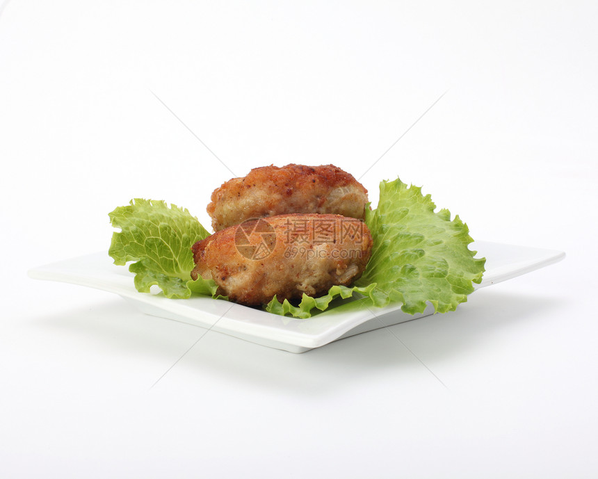 烤猪肉片香菜食物猪肉白色餐厅肉丸午餐盘子图片