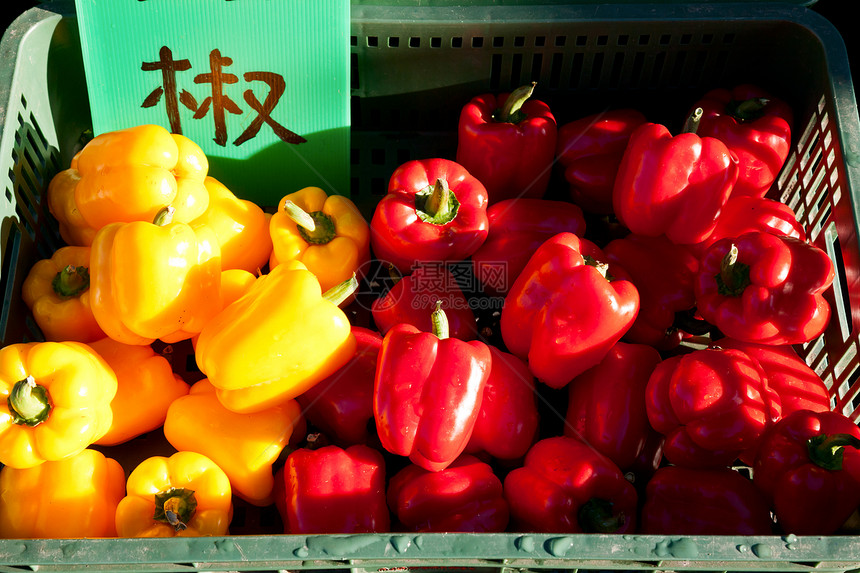 辣椒盒子生物胡椒街道销售零售店铺橙子产品蔬菜图片