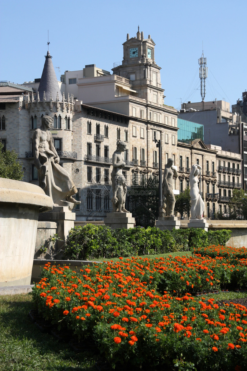 巴塞罗那广场雕塑正方形建筑旅行旅游地标建筑物观光雕像图片